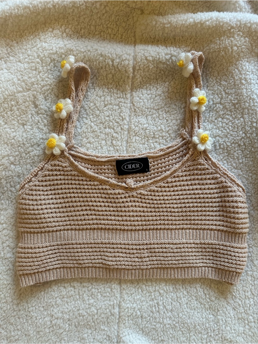 Cider Daisy Crochet Knit Boho Crop Top